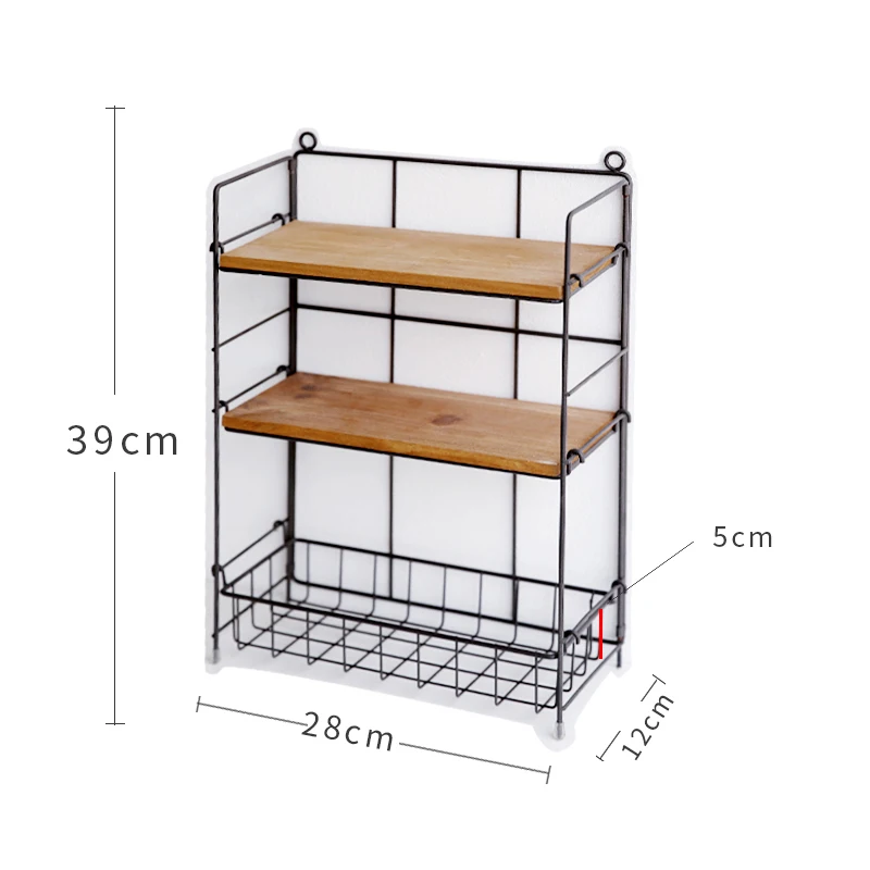 Ретро настенный или Столешница 3 уровня металлическая полка стойка с корзиной, регулируемые ярусы Органайзер стойка настольная витрина - Цвет: 1PC