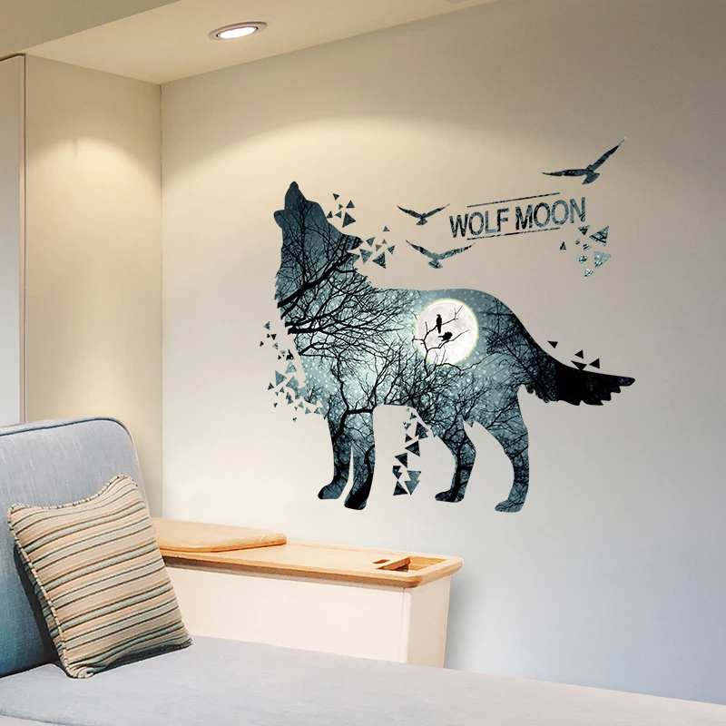 

[SHIJUEHEZI] Wolf Wall Stickers PVC Material DIY Self Adhesive Animal Wall Decals for Kids Rooms Baby Bedroom Decoration