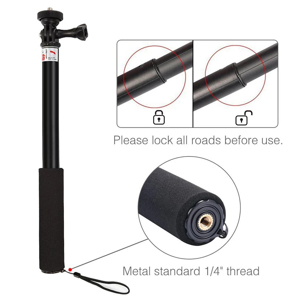 Waterproof Monopod Tripod Extendable Handheld Monopod Selfie Stick Monopod for GoPro Hero 4 3 2 xiaomi