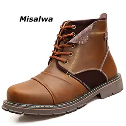 Misalwa 2019 чёрный; коричневый Композитный носок работы сапоги и ботинки для девочек для мужчин кожа Сращивание осень защитная Рабочая обувь