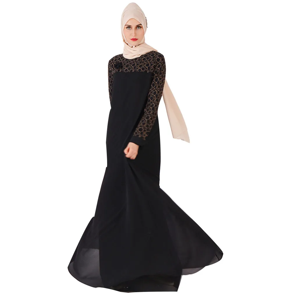 

2019 Muslim Clothes S- L2 Muslim Women Kaftan Islamic Maxi Dress Long Sleeve Arab Jilbab Abaya Clothing Lover Gift Drop #0426