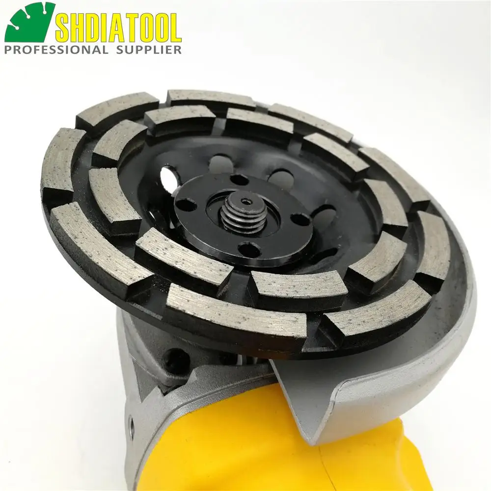 SHDIATOOL Dia 4.5"/115mm Diamond Double Row Grinding Cup Wheel For Concrete Granite And Hard Material Grinding Disc Bore 22.23mm