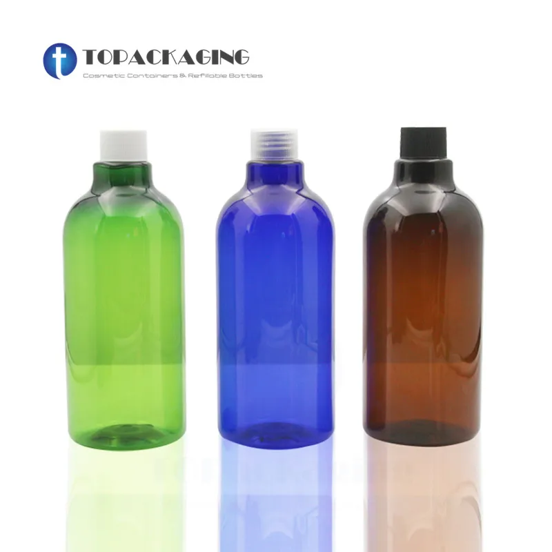 20 x 500ml Screw Cap Bottle Sample Lotion Essence Oil Make up Shampoo Bottling Empty Plastic Cosmetic Container | Красота и здоровье