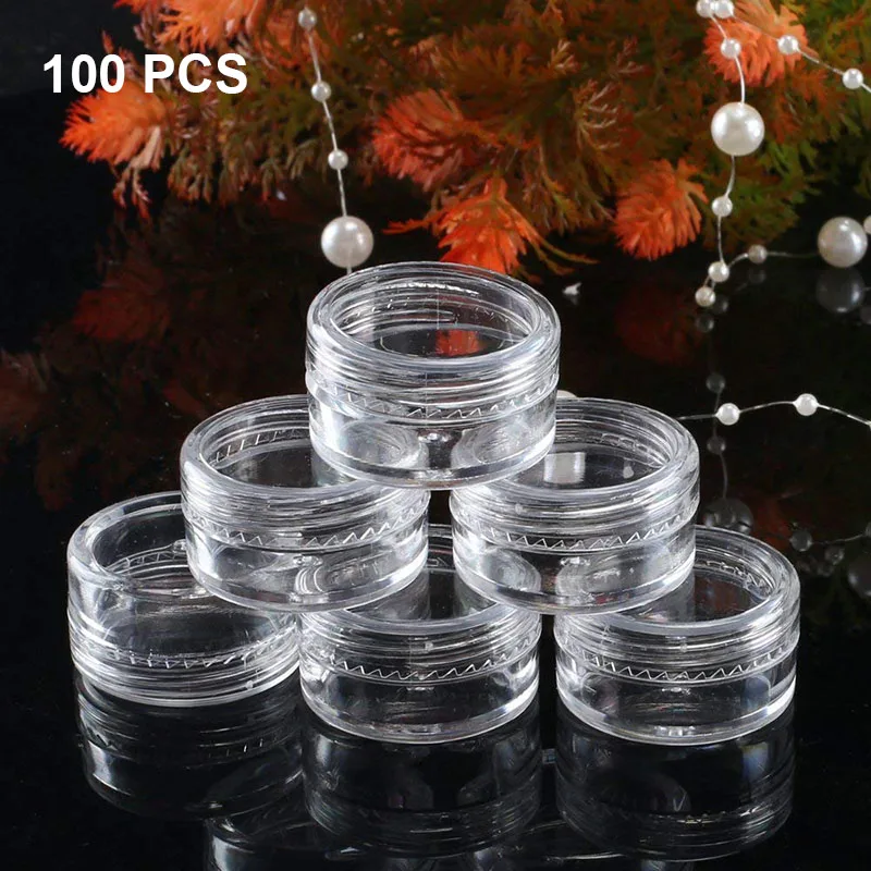 

Hot 100 Pcs 5ml Clear Plastic Pot Jars Cosmetic Containers Sample Container Mini Bottle SJ66