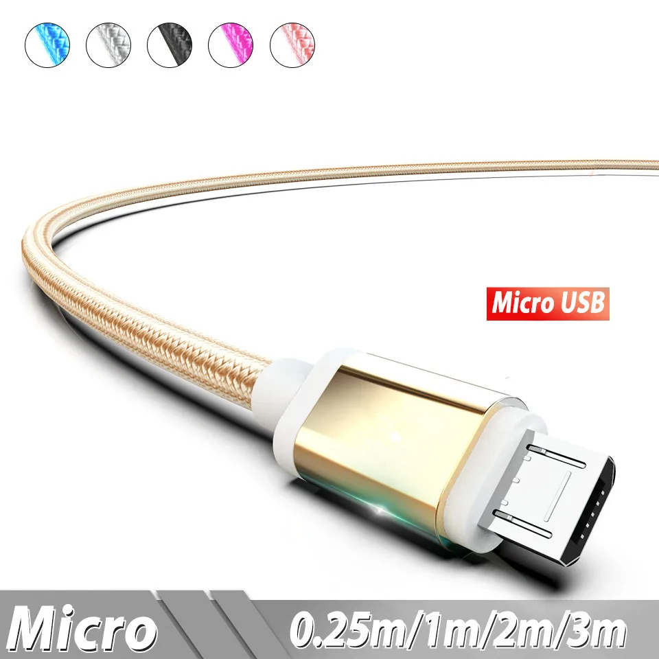 25cm 1m 1.5 2m 3m Micro Usb Cable Cabel Android Charger Cord For Huawei P8 Honor 7 8C 7C 8X Xiaomi Mi 4i Redmi 6 5 4 Pro | Мобильные