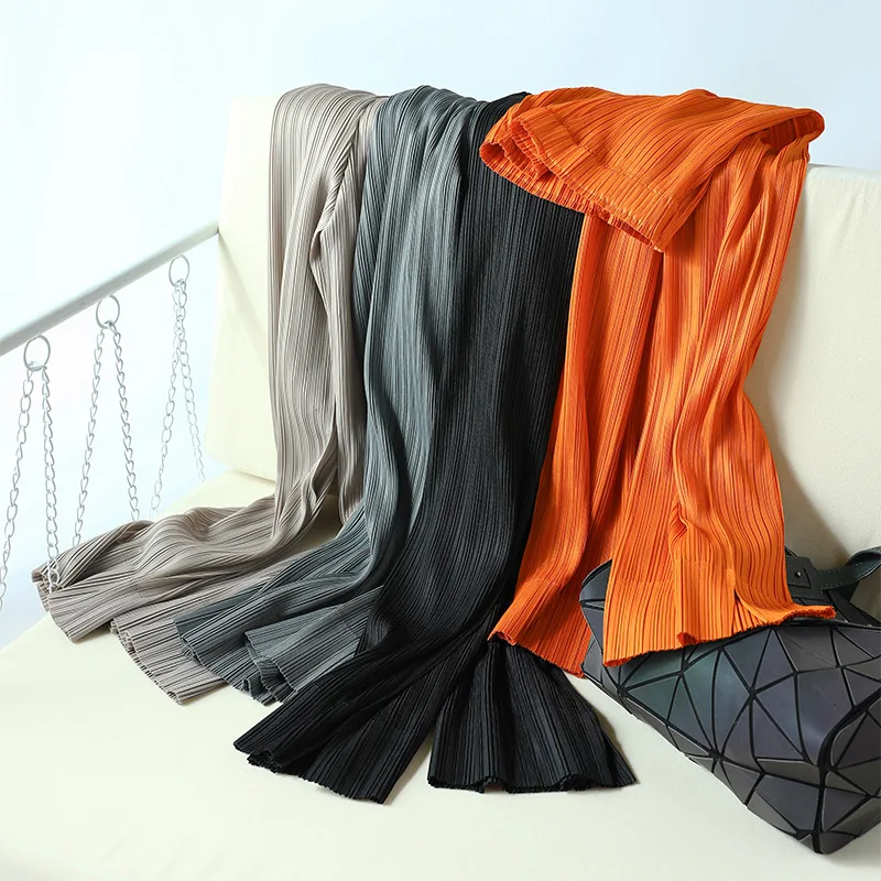 

Women Pleated Fashion New High Waist Loose Wide Legs Straight Trousers