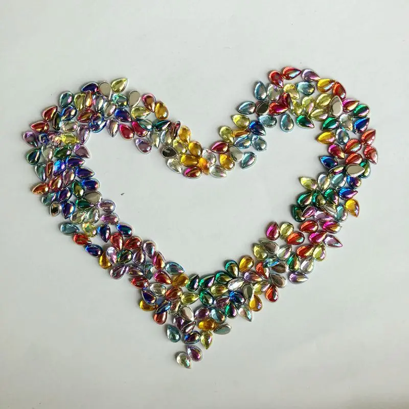 

Glitter 200Pcs 4*6mm Glass Water drop Rhinestones Flat Back stones and crystals For Nails Art decorations costume A56