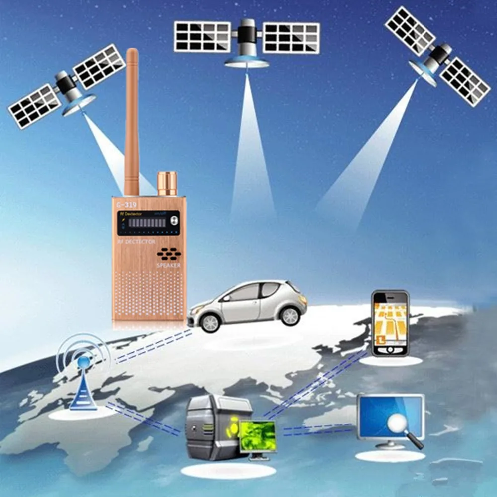 Беспроводной Радиочастотный детектор сигнала детектор мобильного телефона Полный диапазон сигнала дефектоскоп GSM устройство США/ЕС вилка 1-8000 МГц(BlackG319