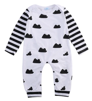 

Newborn Baby Girl Striped Romper Cute Infant Jumpsuit Outfits Cartoon Clouds Baby Boy Clothes