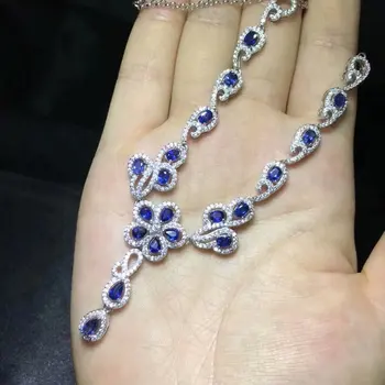 

Fidelity natural 3*5mm sapphire pandants Necklaces s925 sterling silver luxury fine jewelry for women natural blue gemstone