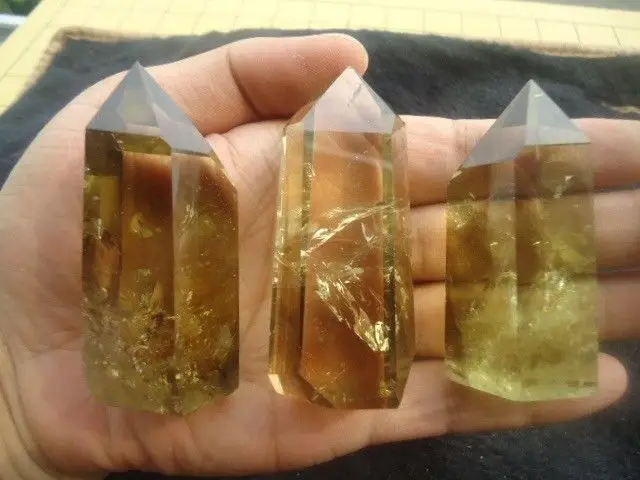 

free shipping 68015+++ Natural! Transparent! ! 3 NATURAL Citrine quartz crystal point healing W324