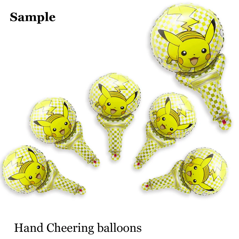 

(10pcs/lot)Pikachu Foil Balloons Inflatable hand cheering Balloon stick Kids Birthday Party Decorations Baby Shower Supplies