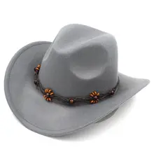 Mistdawn Для женщин Для мужчин полушерстяные ковбойские Шапки широкими полями шапки деревянные бусины Бисер шнур Группа Размеры 56-58 см
