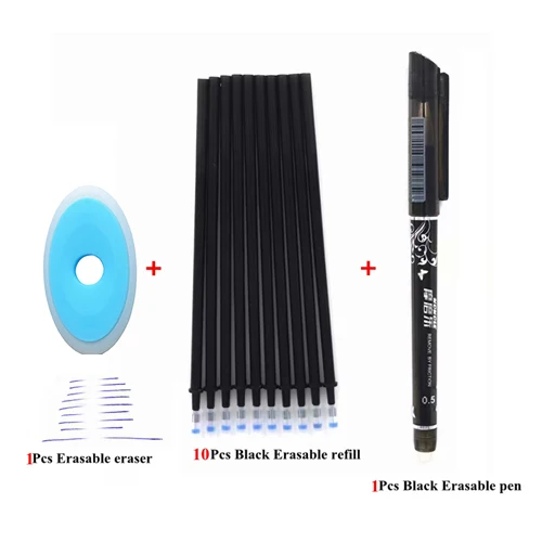 10/12/20 шт./лот Цвет стержень со стираемыми чернилами Шариковая ручка комплект 0,5 мм стираемая ручка моющиеся ручка стержень для школьные канцелярские принадлежности - Цвет: 12Pcs black set