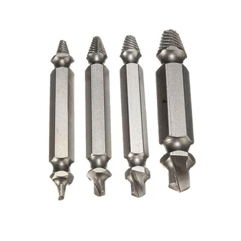 4pcs Damaged Screw Extractor Drill Bits Guide Set Broken Speed Out Easy out Bolt Stud Stripped Screw Remover Tool 5pcs screw extractor drill bits guide set broken damaged screw remover double ended stripped screw extractor set h s s 4341