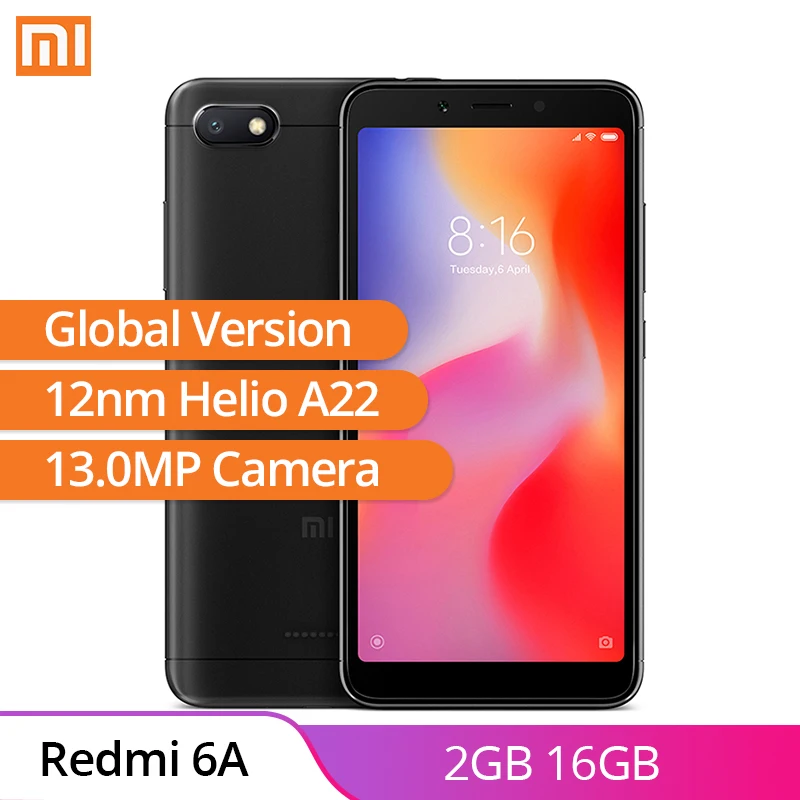 Мобильный телефон Xiaomi Redmi 6A с глобальной версией 2 ГБ 16 четырехъядерный процессор