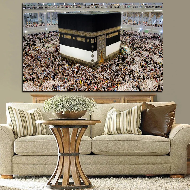 Print Masjid al-Haram in Mecca Islamic Sacred Shrines Muslim Mosque Kaaba Oil Painting On Canvas Wall Picture Religious Cuadros (3)