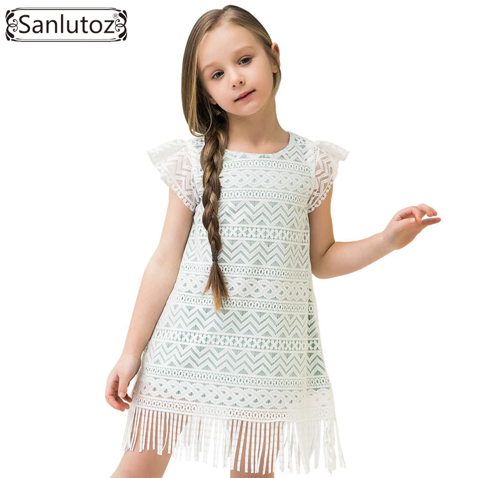 

Sanlutoz Girl Lace Dress Summer Kids Clothes Casual Toddler Party Wedding Princess Fashion Brand