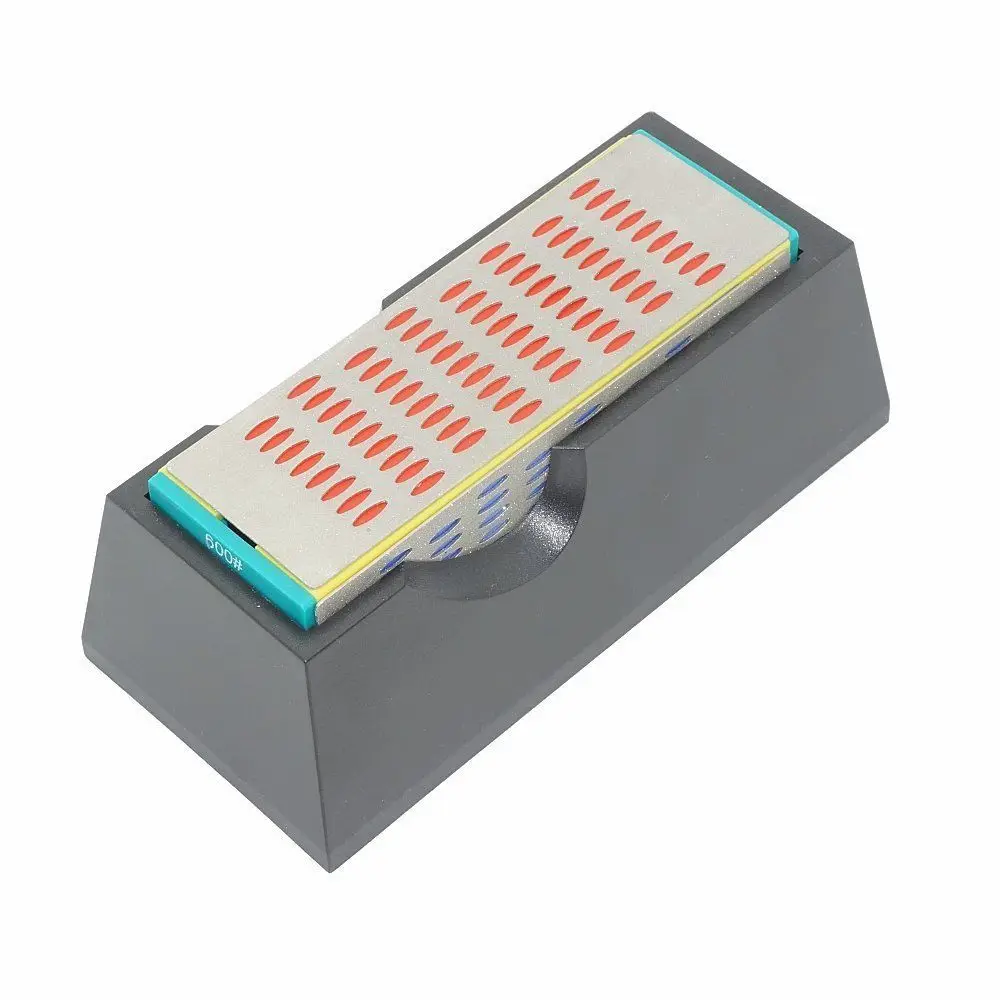 

Diamond Sharpening Stone Whetstone Blade Cutter Knife Sharpener Block 4 Grit Sides Kitchen Tools with Non-Slip Base
