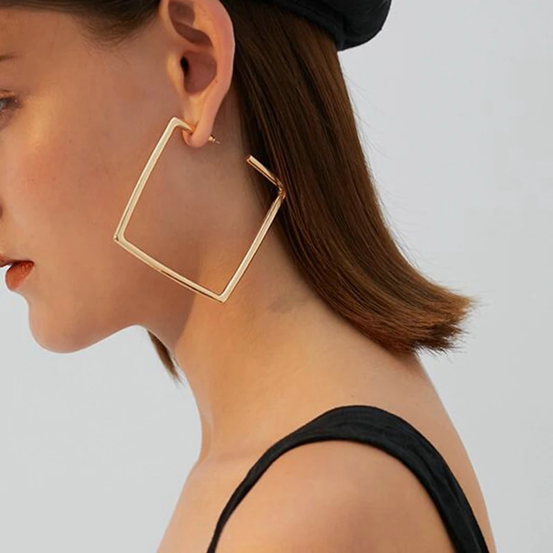 

New Geometric Drop Earrings For Women Statement Earrings Jewelry Gold Square Dangle Earrings boucle d'oreille femme 2019