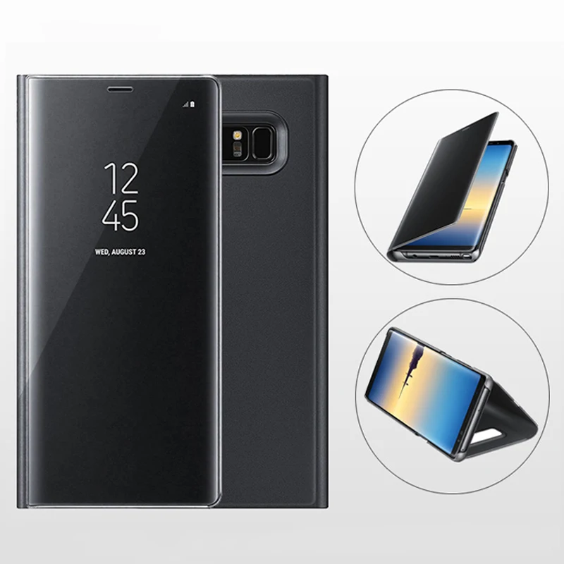 Lamorniea Smart Chip Touch Flip Stand Case For Samsung Galaxy Note 9 8 5 S9 Plus S8 S7 Edge S6 Edge S8 S9 Plus Clear View Cover