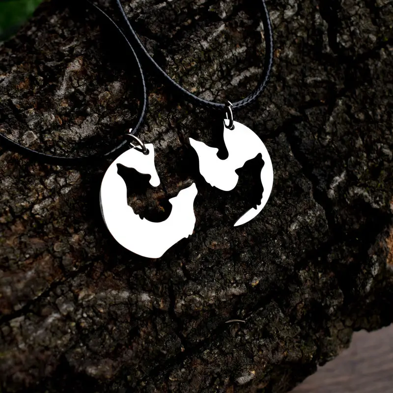 

SanLan stainless steel celtics ying yang wolf necklace gift for couple