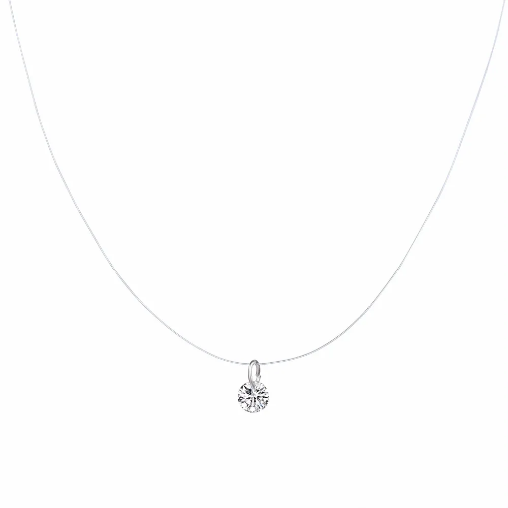 

Choker Invisible Fish Line Crystal Necklace Pendants Neck Zircon Women Clavicle Chain Lady Feminino Collar
