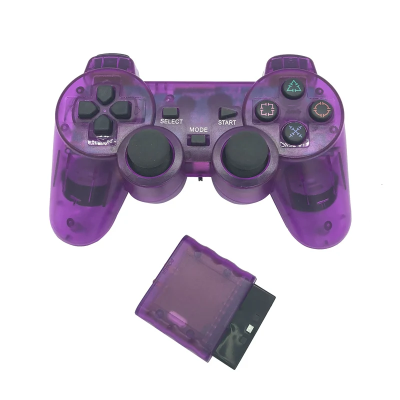 Беспроводной геймпад для sony PS2 контроллер для Playstation 2 Консоль джойстик Двойной вибрационный шок джойстик беспроводной контроллер - Цвет: Фиолетовый