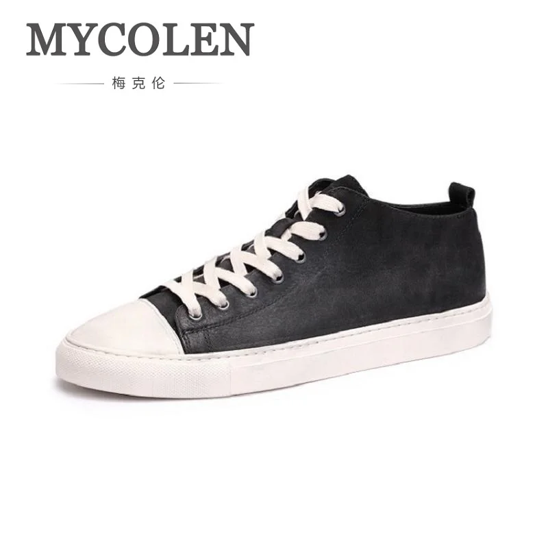 

MYCOLEN Retro Style Men Casual Shoes Fashion Black Men Shoes Autumn Male Footwear Plimsolls Bottom Rubber Flats Erkek Ayakkabi