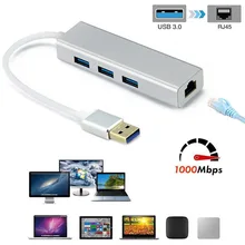 3 порта USB 3,0 Gigabit Ethernet Lan RJ45 сетевой адаптер концентратор до 1000 Мбит/с Mac PC Gigabit USB3.0 Ethernet адаптер 3B24