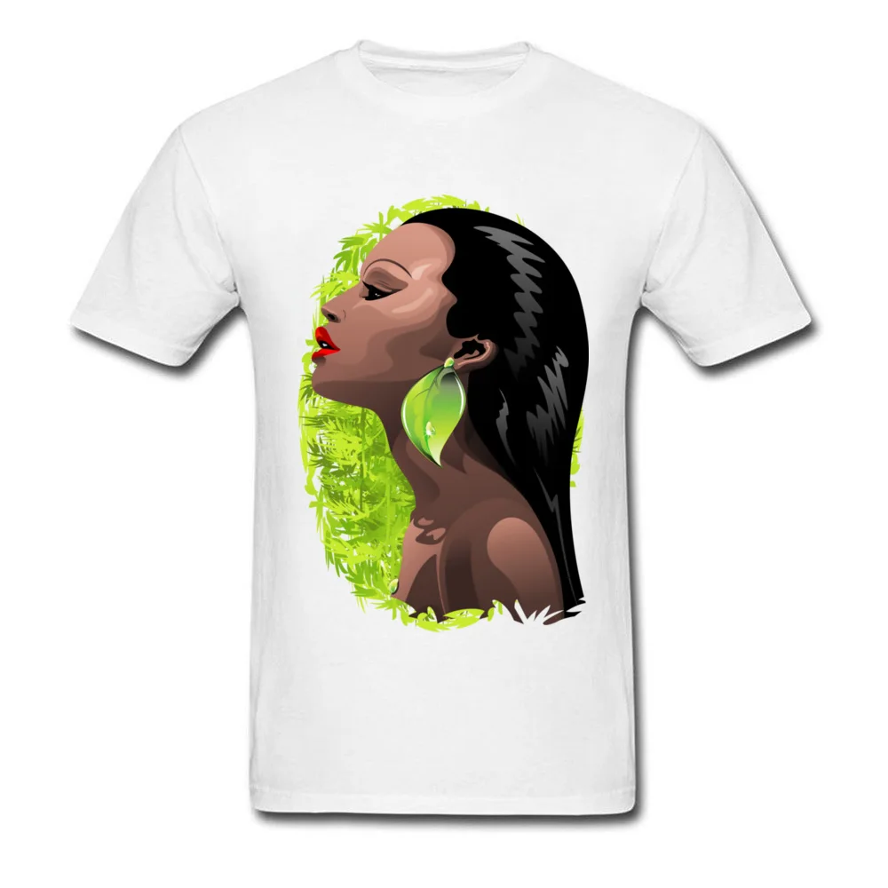 Woman African Beauty and Bamboo T-Shirt for Men Normal VALENTINE DAY Tops Shirt Brand Sweatshirts Round Neck 100% Cotton Woman African Beauty and Bamboo white