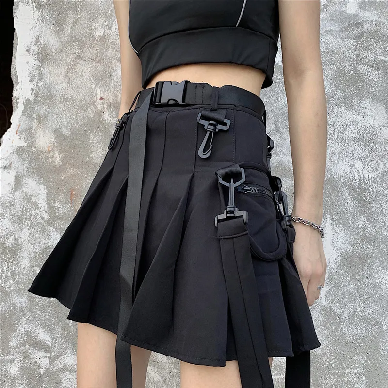 Summer Women Skirts With Belt High Waist Slim Skirts Feminina Vestidos Button High Waist Pleated Mini Skirt female leggings