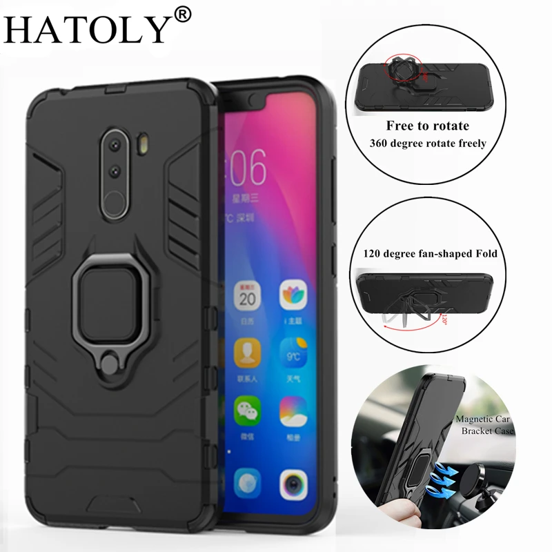 

For Xiaomi Pocophone F1 Case Cover Magnetic Suction Ring Bracket Cases Silicone Hard Armor Cover Xiaomi Pocophone F1 Little F1