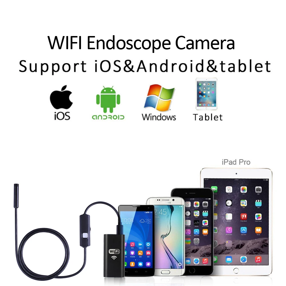 HD720P 8mm Lens WIFI Endoscope Camera 5M 3.5M 2M 1M Snake USB Iphone Android Borescope IOS Tablet Wireless Borescope  Camera
