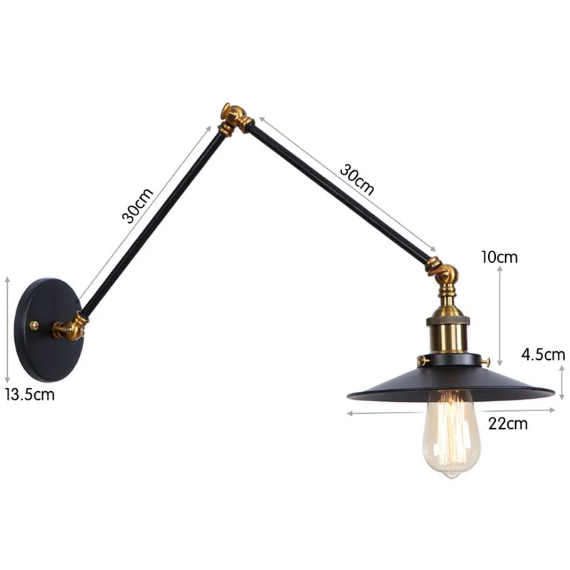 Стиль лофт Edison бра гладить длинные рычаг регулировки прикроватные бра промышленные Винтаж освещение светодиодный светильник настенный