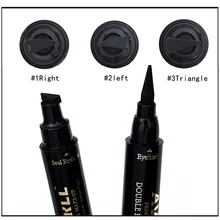 Двухсторонняя подводка для глаз Водонепроницаемый кошачий глаз Макияж инструмент черный глаз лайнер карандаш со штампом косметический QS888