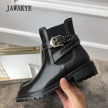 

Fashion Gold Silver Chains With Metal Ankle Boots For Women Side Zipper Chunky Heel Leather Runway Women Booties