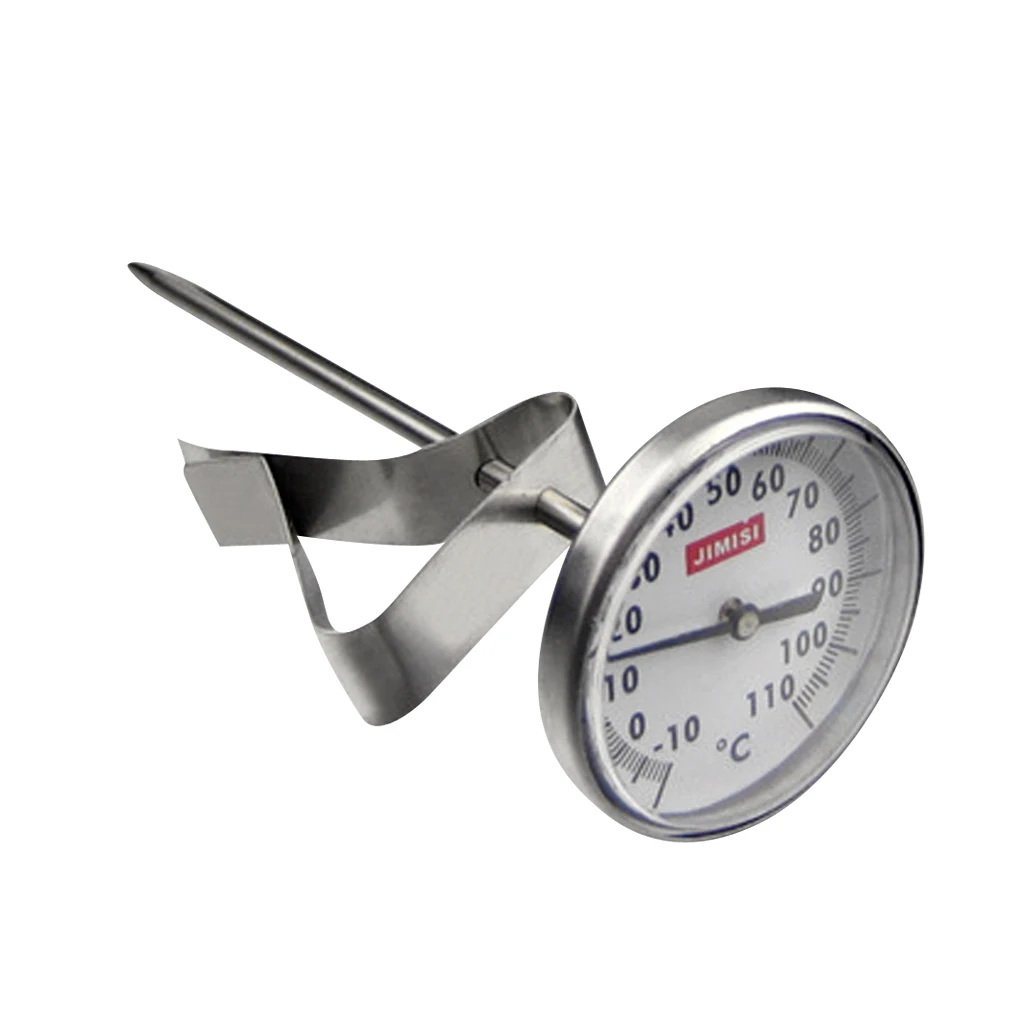 Instant Read Coffee Steamed Milk Frothing Thermometer Timer Stainless Steel Coffee Thermometer for milk pitcher or coffee pot