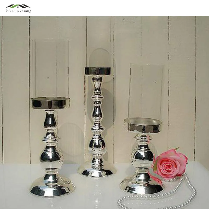 Buy 3pcs/lot New metal silver finish candle holders