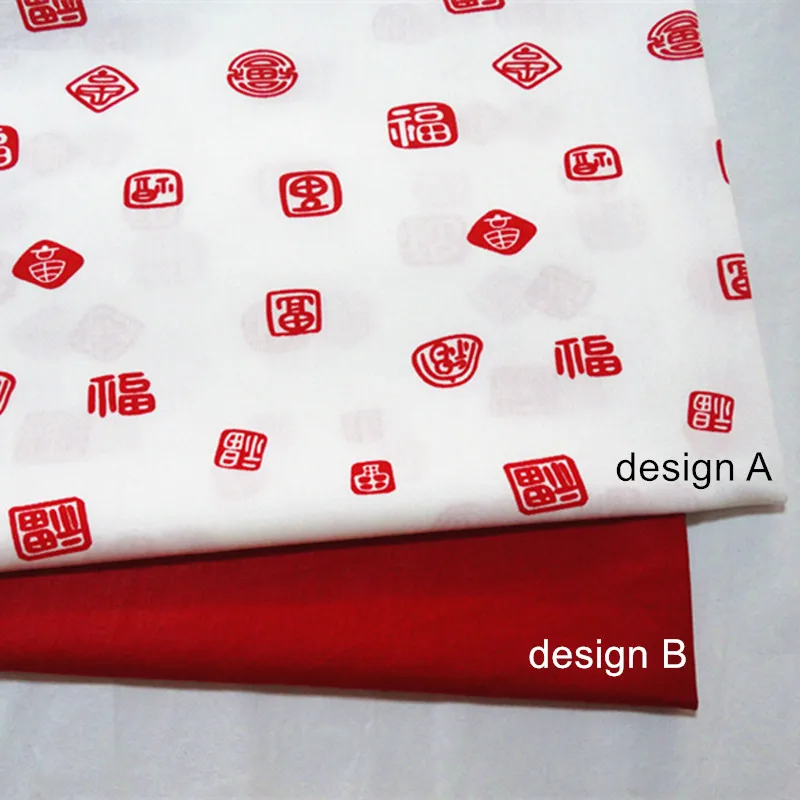 Полметра хлопок красный китайский с буквенным принтом ткани для младенца постельное белье ручной работы одежды ткань A525