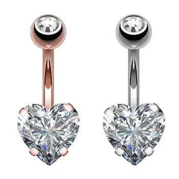 

Navel Earring Belly Piercing Steel Belly Button Piercing Heart Style Navel Piercing Sexy Rings Crystal Body Jewelry Piercings
