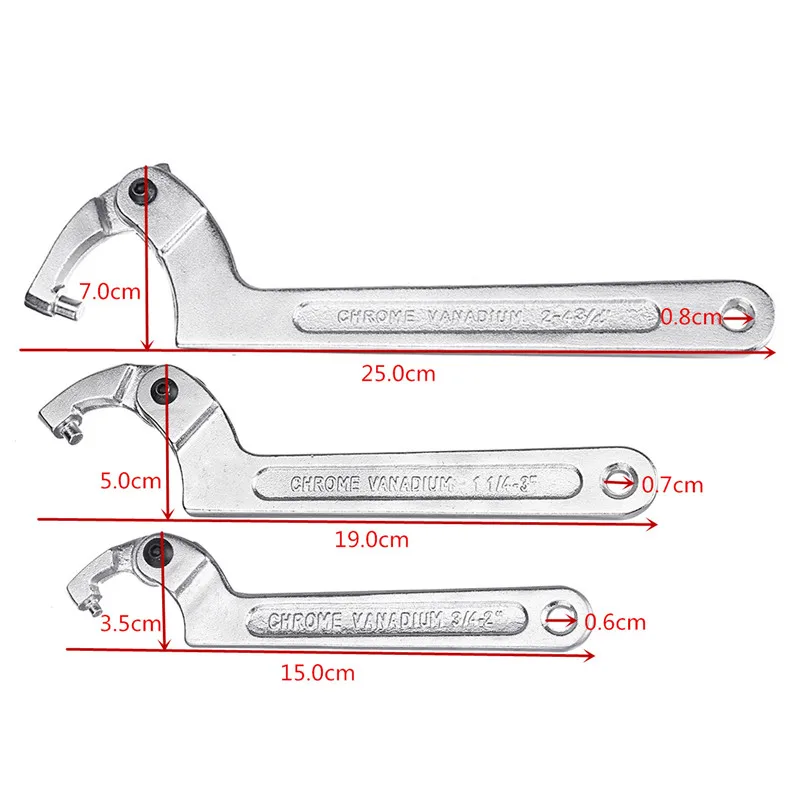 Регулируемый Гаечный Ключ C Форма гаечный ключ инструмент хром-ванадиевый 19-51 мм 51-120 мм со шкалой нержавеющая сталь ключ инструменты для гаечных болтов