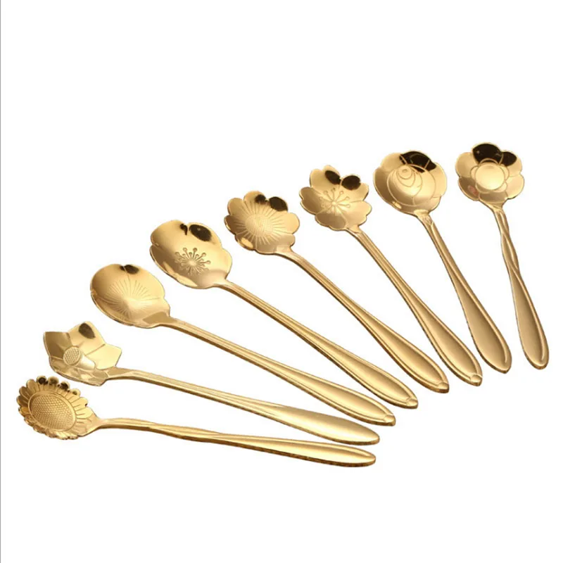 

Stainless Steel Spoon Mini Teaspoon Cute Flower Coffee Spoon Soup Dessert Spoon Kitchen Tools High Quality Dessert Tableware