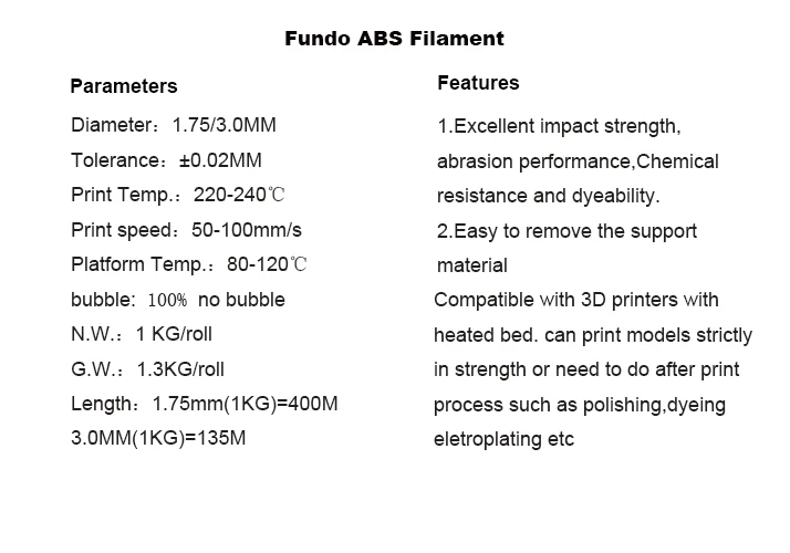 1 кг 1,75 мм ABS накаливания для 3D печать с 0,02 мм терпимости и не пузырь