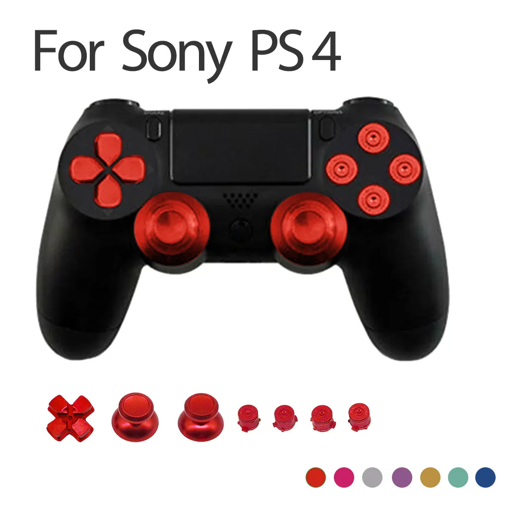 

Metallic Thumbstick Cap Rocker + Cross key + Function key 7 in 1 For Sony PS4 For Playstation 4 Aluminum Alloy Thumbsticks Caps