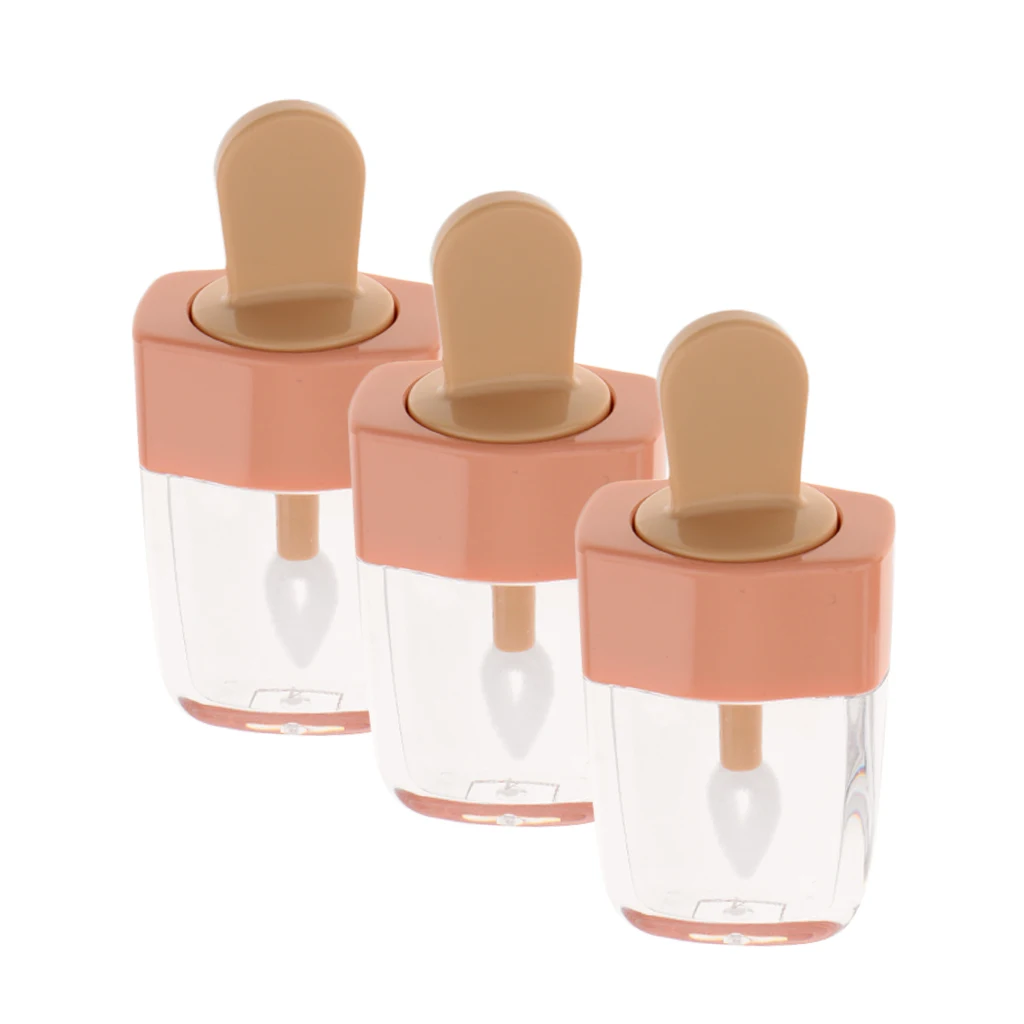 3x 5 ml Clear Mini Lip Gloss Tube Empty Lip Balm Cute Ice Cream Bottle Cosmetic Gloss Tube Travel Gloss Container with Lid