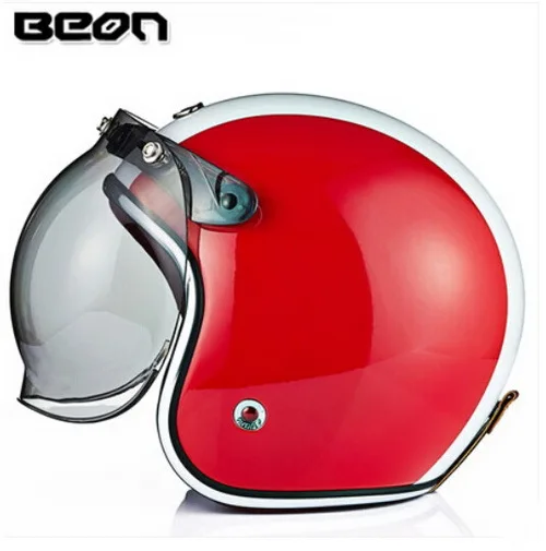 Аутентичный голландский BEON B-108 Ретро мода Половина лица Harleyy стиль мотоциклетный шлем мотокросс mototbike шлемы из FRP - Цвет: red
