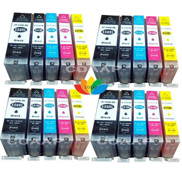 20 Compatible Canon 550 551 Cartouches D'encre pour Pixma MG5650 MG6650 MG7550 MX925 IP7250