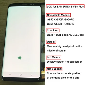 

AMOLED LCD with frame for SAMSUNG Galaxy S8 G950 G950F Display S8 Plus G955 G955F +Touch Screen Digitizer Assembly +Dead Pixel