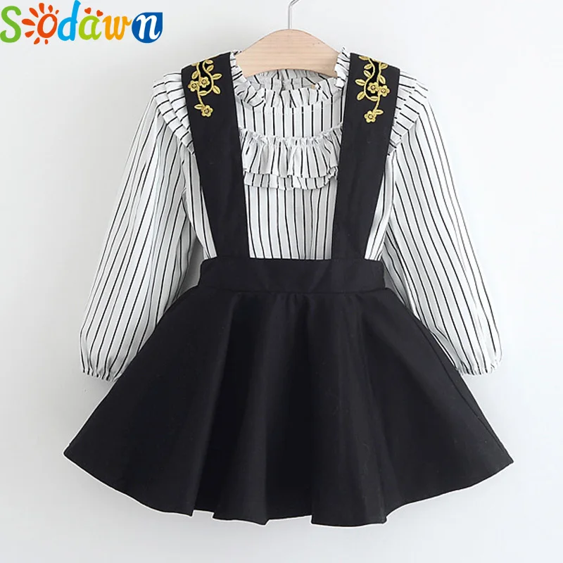 Sodawn Girls Dress Spring Girls Dresses Long Sleeve Striped Embroidery Design Princess Dress Children Clothing Sodawn Girls Dress Spring Girls Dresses Long Sleeve Striped Embroidery Design Princess Dress Children Clothing